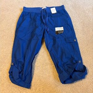Blue Cropped comfrey flex knit waist Cargo Pants